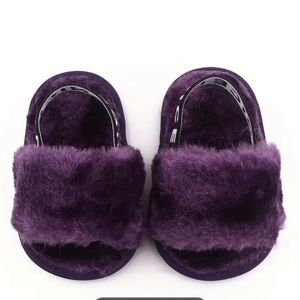 Cute Slip on open Toe Furry House For Baby Girl’s,comfortable Lightweight Walkin
